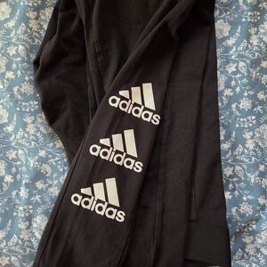 Adidas Black Logo Leggings - Trio White Logos